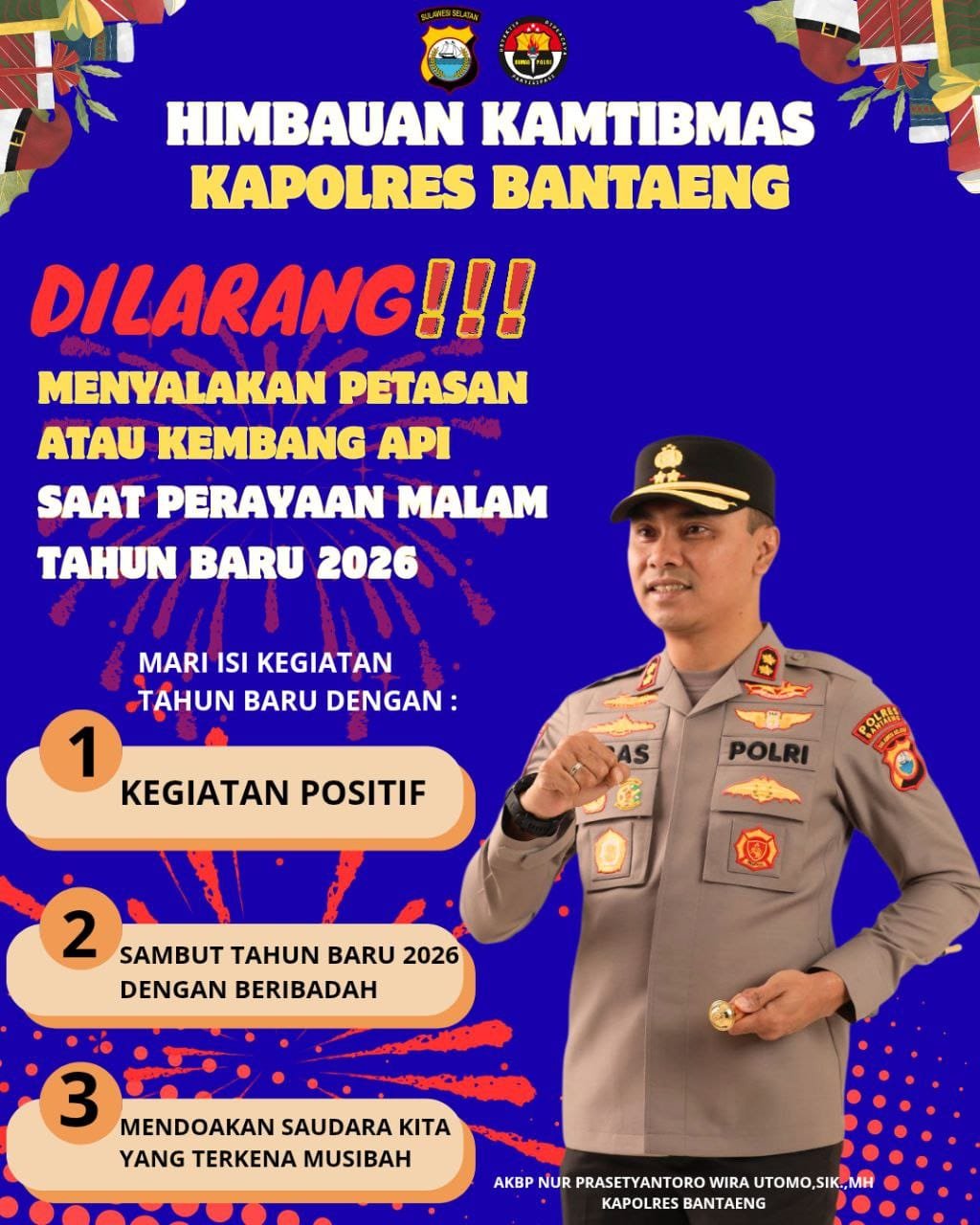 Kapolres Bantaeng Larang Petasan dan Kembang Api Saat Malam Tahun Baru 2026