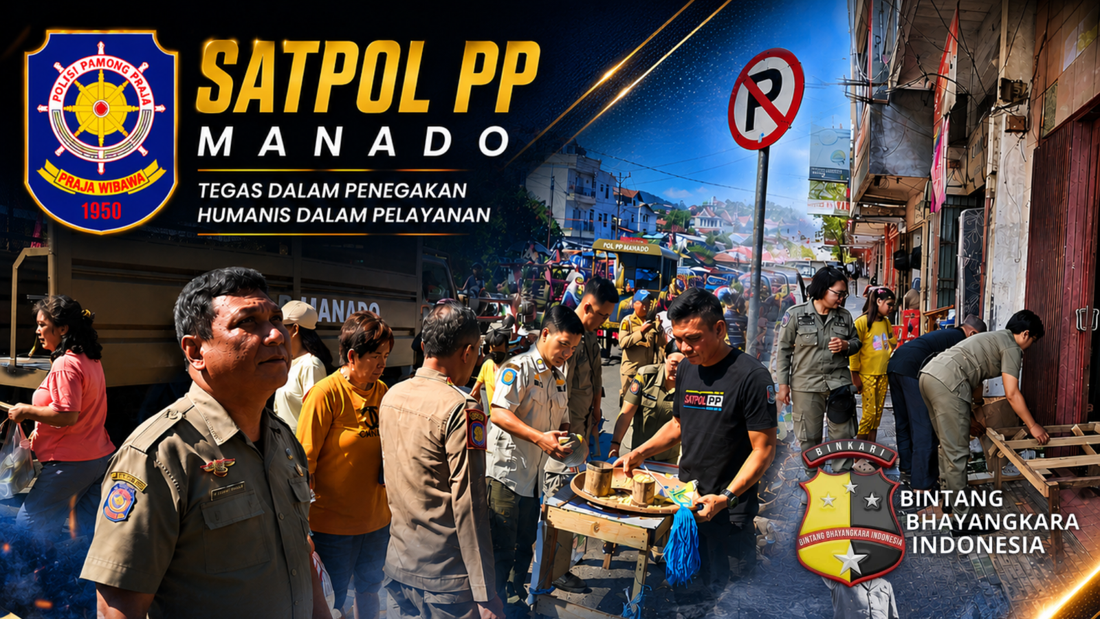 SATPOL PP MANADO TERTIBKAN PKL DAN PARKIR LIAR, PASAR KAROMBASAN HINGGA PUSAT KOTA JADI SASARAN