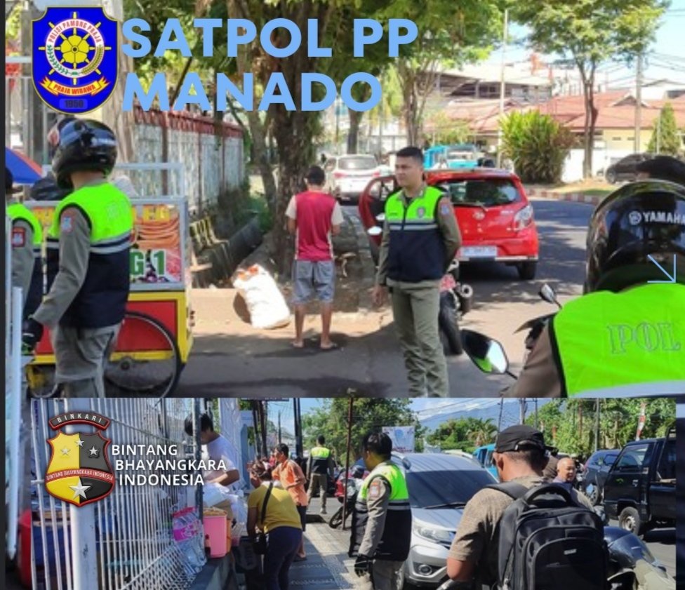 TRC SATPOL PP MANADO SIKAT PKL BANDAL, TIGA TITIK JADI SASARAN PENERTIBAN.
