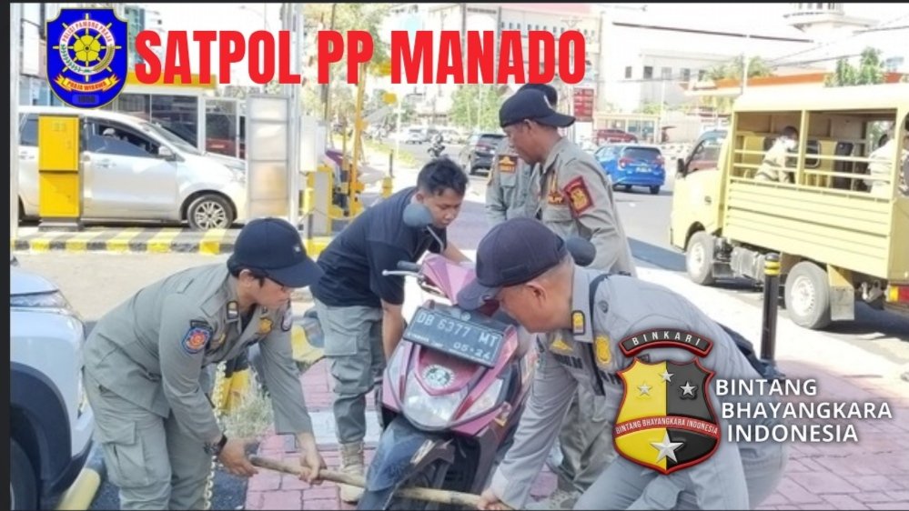 KOMPI ANOA SATPOL PP MANADO TERTIBKAN PARKIR LIAR DI BOULEVARD, RUAS JALAN PIERRE TENDEAN KEMBALI DITATA.