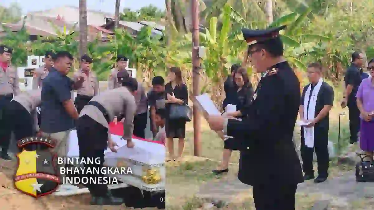PENGABDIAN BERAKHIR DI LIANG LAHAT, POLSEK TIKALA ANTAR AIPTU PURNAWIRAWAN MARKUS DUSUN DENGAN PENGHORMATAN TERAKHIR.