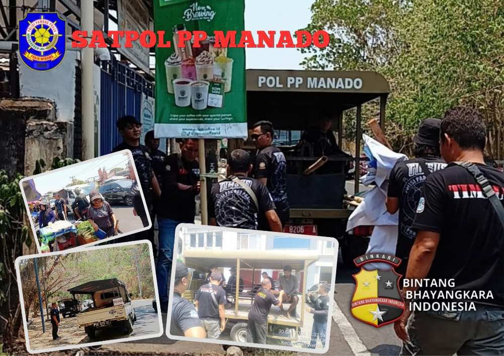 Tim 2 Pasus Satpol PP Manado Lakukan Penertiban PKL dan Baliho, Penanganan ODGJ Tetap Humanis.