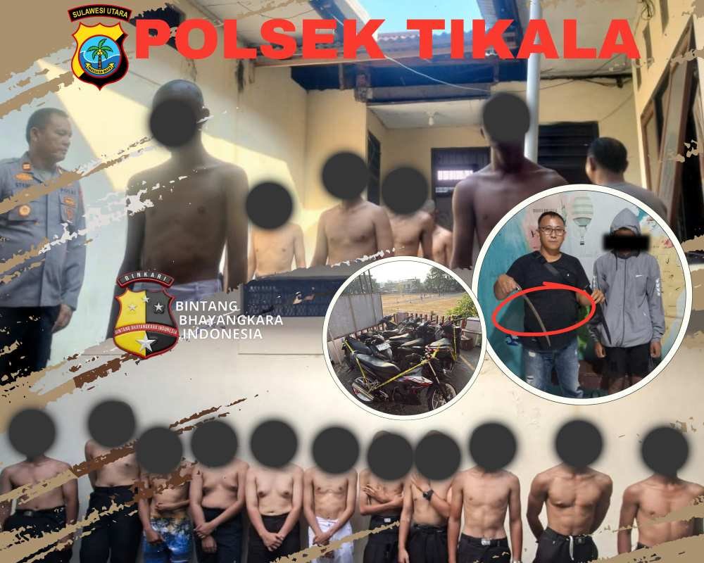 POLSEK TIKALA AMANKAN REMAJA PEMBAWA SAJAM SAAT TAWURAN SISWA DI DEPAN SMK N 3 MANADO.